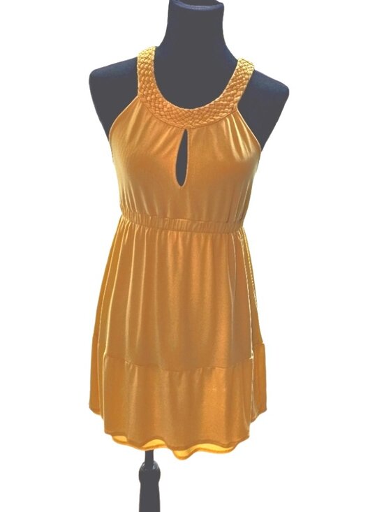 Marciano Dresses & Skirts - Marciano Mustard Woven Detail Dress